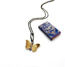 Load image into Gallery viewer, Tiny 24K Gold and Sterling Silver Monarch Hinged Pendant