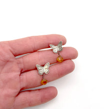 Load image into Gallery viewer, Sterling Silver Monarch Studs with Hessonite Garnet Earrings