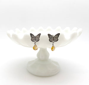 Sterling Silver Monarch Studs with Hessonite Garnet Earrings