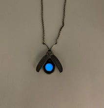 Load image into Gallery viewer, Sterling Firefly Lightning Bug with Glow in the Dark Faceted Quartz (blue glow)
