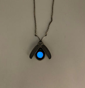Sterling Firefly Lightning Bug with Glow in the Dark Faceted Quartz (blue glow)