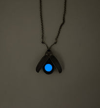 Load image into Gallery viewer, Sterling Firefly Lightning Bug with Glow in the Dark Faceted Quartz (blue glow)