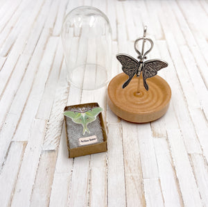 Small Sterling Silver Luna Moth Hinged Pendant