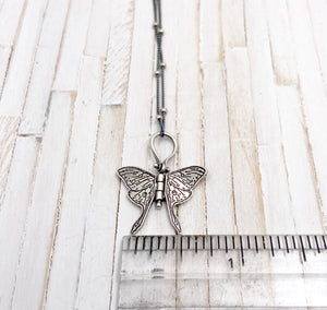 Small Sterling Silver Luna Moth Hinged Pendant