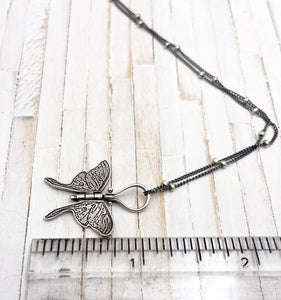 Small Sterling Silver Luna Moth Hinged Pendant