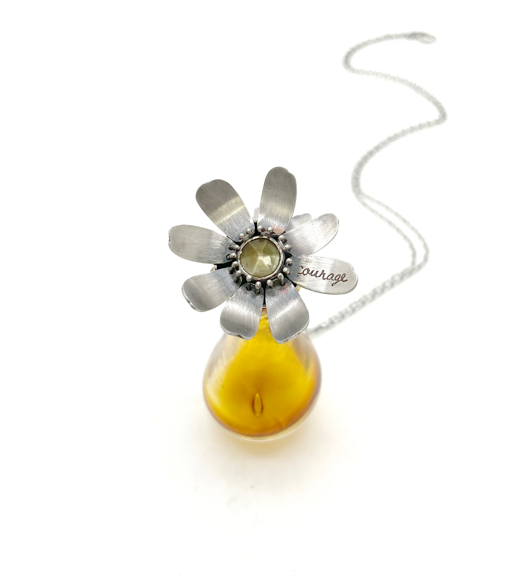 Sterling Silver Courage Flower Locket
