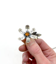 Load image into Gallery viewer, &quot;And this too shall pass...&quot; Kinetic Sterling Silver and Amber Flower Locket