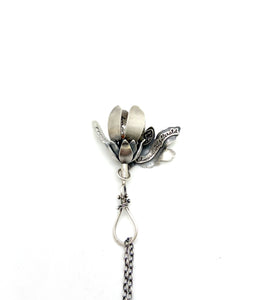 "And this too shall pass..." Kinetic Sterling Silver and Amber Flower Locket