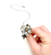 Load image into Gallery viewer, &quot;You&#39;ve got to have nerve&quot; Sterling and Sunstone Georgia O&#39;Keeffe Kinetic Flower Pendant
