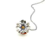 Load image into Gallery viewer, &quot;You&#39;ve got to have nerve&quot; Sterling and Sunstone Georgia O&#39;Keeffe Kinetic Flower Pendant