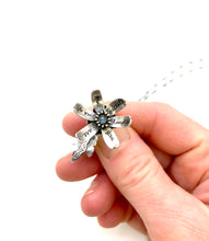 Load image into Gallery viewer, &quot;You are one of my nicest thoughts&quot; Kinetic Sterling Silver and Aquamarine Flower Locket