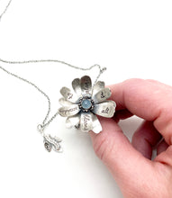 Load image into Gallery viewer, &quot;Don&#39;t try to pull open the flowers...&quot; Sterling and Aquamarine Kinetic Flower