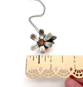 "And this too shall pass..." Kinetic Sterling Silver and Amber Flower Locket