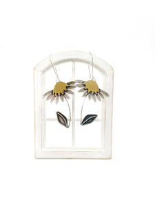Sterling Silver and Jewelers Brass Daisy Earrings