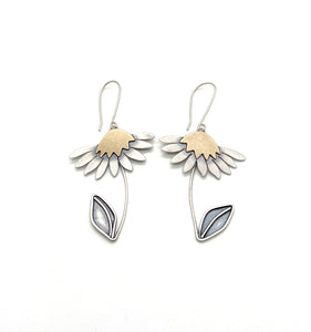 Sterling Silver and Jewelers Brass Daisy Earrings