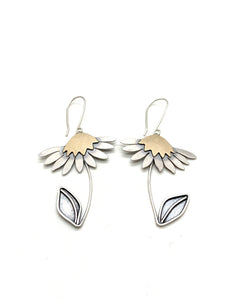 Sterling Silver and Jewelers Brass Daisy Earrings