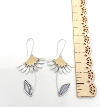 Load image into Gallery viewer, Sterling Silver and Jewelers Brass Daisy Earrings