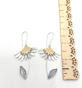 Sterling Silver and Jewelers Brass Daisy Earrings