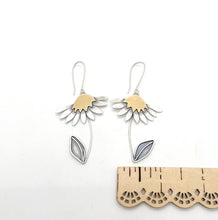 Load image into Gallery viewer, Sterling Silver and Jewelers Brass Daisy Earrings