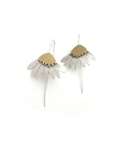 Load image into Gallery viewer, Sterling Silver and Jewelers Brass Daisy Earrings