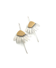 Load image into Gallery viewer, Sterling Silver and Jewelers Brass Daisy Earrings