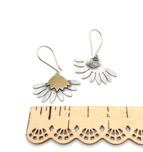 Load image into Gallery viewer, Sterling Silver and Jewelers Brass Daisy Earrings