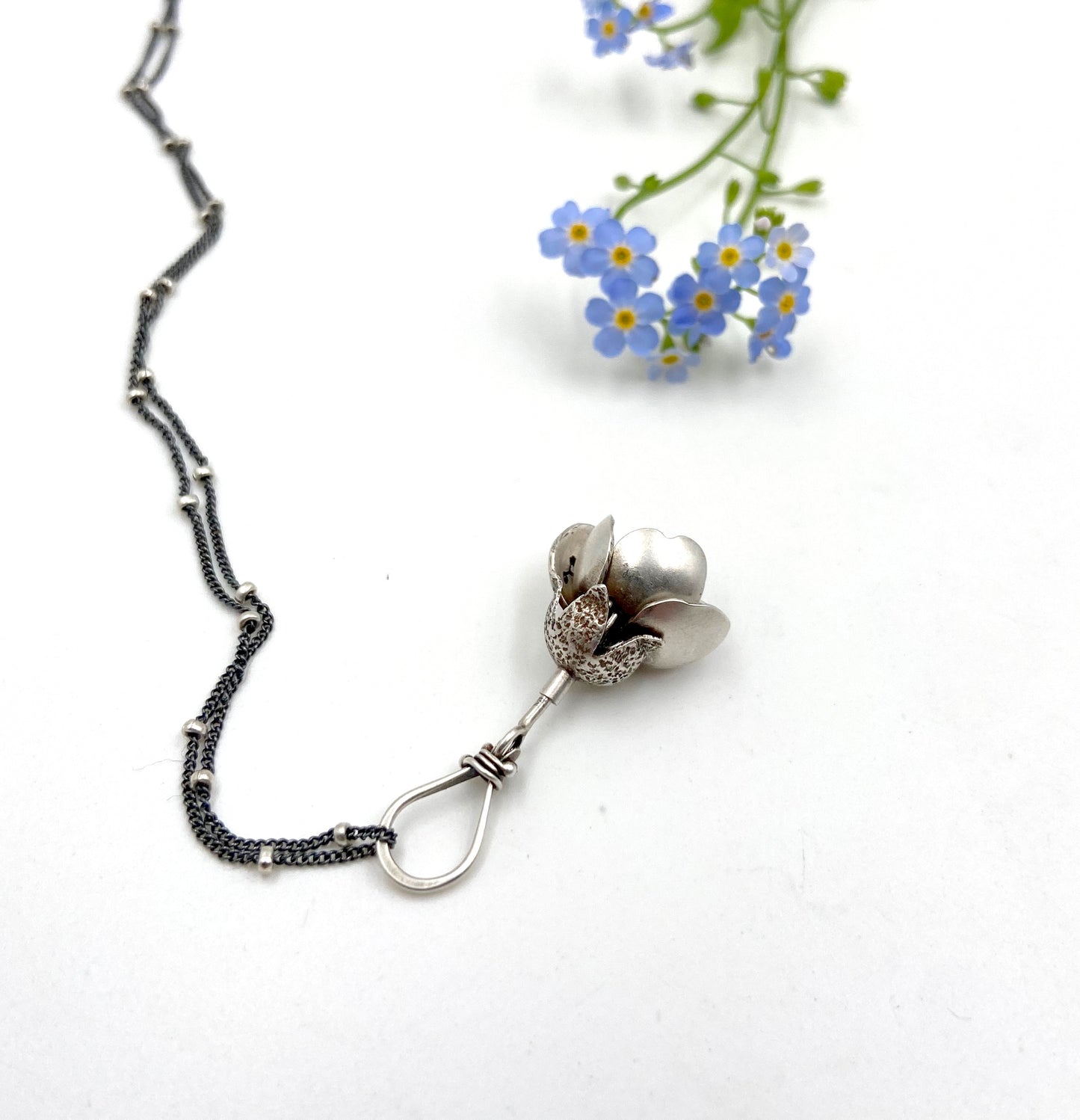 Custom Sterling Kinetic Forget Me Not Pendant