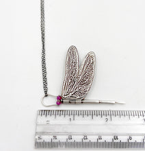 Load image into Gallery viewer, Dragonfly Locket in Sterling Silver with Ruby