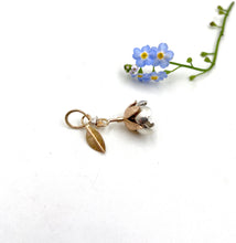 Load image into Gallery viewer, 14k gold, 22k Gold and Sterling Silver Forget Me Not with Canary Yellow Rosecut Diamond